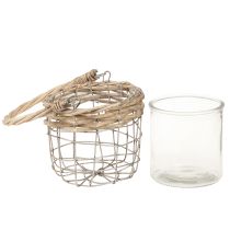 daiktų Žibintų pakabinama dekoracija metalinis stiklinis gluosnis Ø13cm H12cm 2vnt