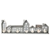 daiktų Dekoratyvinė namelių eilė su arbatinėmis žvakelėmis, Advento dekoracija, 68 cm