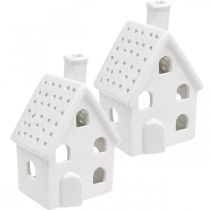 daiktų Žibintų namas Keraminis Light House Advent White H14cm 2 vnt