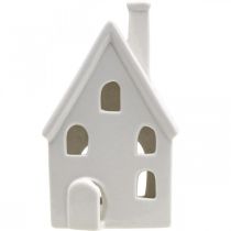 daiktų Keraminė stalo dekoracija „Žibinto namelis“ Advento baltumo, H18cm
