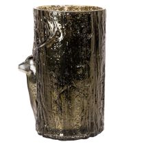 daiktų Stiklinė žvakutė su elnio galvos ir medžio reljefais, žiemos dekoracija, 26 cm