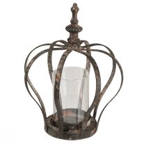 daiktų Lantern Crown Brown Rust su žvakių stiklu Ø14cm H18cm