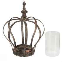 daiktų Lantern Crown Brown Rust su žvakių stiklu Ø14cm H18cm