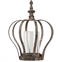 daiktų Lantern Crown Brown Rust su žvakių stiklu Ø14cm H18cm