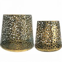 daiktų Vėjo šviesos žibintas auksinis Ø14/20.5cm H14.5/19.5cm rinkinys iš 2 vnt.