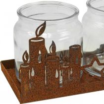 Žibintas metalinio stiklo įdėklas patina dekoratyvinės žvakės 21,5cm