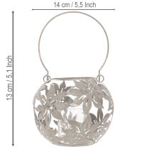daiktų Metalinis pakabinamas dekoratyvinis žibintas su vėjo šviesa, pilkas, Ø14 cm, aukštis 13 cm