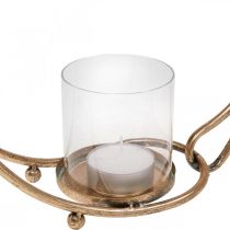 Žibintas metalinis žvakių laikiklis auksinio stiklo Ø33cm