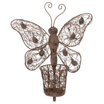daiktų Metalinis žibintas, sienų dekoracija, drugelis, rūdžių spalvos, 36,5 cm