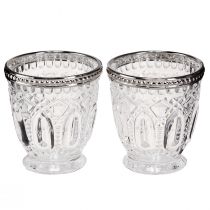 daiktų Vėjo lengvas retro stiklas su metaline briauna skaidrus Ø7cm H8cm 6 vnt