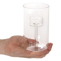 daiktų Stiklinės žvakidės su įdėklu koloninėms žvakėms, 15 cm, 2 vnt.