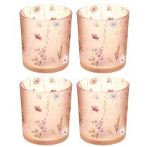 daiktų Elegantiška žvakidė su subtiliu gėlių raštu harmoningam kambario dekorui, 8 cm, 4 dalys