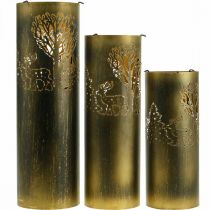 daiktų Senovinis žvakių laikiklis metalinis elnias 30/38,5/45cm rinkinys iš 3 vnt