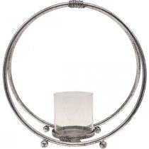 daiktų Žibintas metalinis žvakių laikiklis sidabrinis stiklas Ø33cm