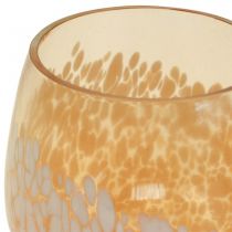 Žibinto stiklo arbatinės žvakidės laikiklis stiklo dekoracija ruda balta Ø8cm 4vnt