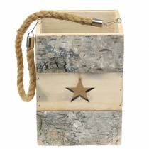 daiktų Beržo medžio žibintas su rankena 14,5cm x 14,5cm H20cm