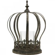 daiktų Karūnėlė kaip žibintas, žvakių puošmena, metalinė karūna, senovinė išvaizda, H28cm, Ø21cm