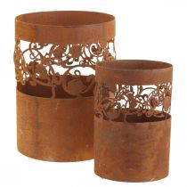 Žibintų metalinis patina žvakių laikiklis Ø10/14,5cm rinkinys iš 2 vnt