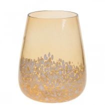 Žibinto stiklo arbatos žvakidės laikiklis stiklo dekoracija ruda balta Ø10cm