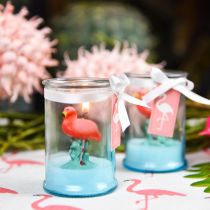Žibinto stiklas su flamingo žvake 9cm