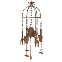 daiktų Vėjo varpelis metalinis sodo įrankių dekoras Rudas Ø13cm H76cm