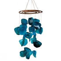 daiktų Vėjo varpelio jūrinė pakabinama dekoracija Capiz kriauklės mėlynos 90cm