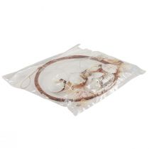 daiktų Vėjo varpelis su kriauklėmis dekoratyvinis žiedas natūralaus medžio Ø20cm H66cm