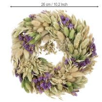 daiktų Džiovintų gėlių vainikas pavasariui ir vasarai, stalui ir lauko durims, ypatingoms progoms su spalvotais akcentais, 26 cm