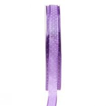 Dovanų juostelė taškuota dekoratyvinė juostelė violetinė 10mm 25m