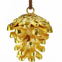 Pušies kankorėžių dekoravimo kūgiai pakabinti Gold H6cm