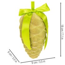daiktų Dekoratyviniai kankorėžiai kabinimui, pūkuotiniai kankorėžiai su juostele ir kaspinu, 18 cm, 3 vnt.