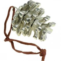 daiktų Pušies kankorėžiai dekoratyviniai kūgiai pakabinti sidabrui H6cm