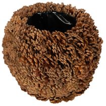daiktų Dekoratyvinis vazonas su pušies kankorėžiais, natūralios išvaizdos, 27 cm. Apvalus kankorėžio vazonas, natūralios rudos spalvos, pagamintas iš pušies kankorėžių, 27 cm x 22 cm.