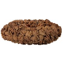 daiktų Apvalus kankorėžio vazonas sodinimui, 38 cm; apvalus kankorėžio vazonas, natūralios rudos spalvos, pagamintas iš kankorėžių, 38 cm x 14 cm