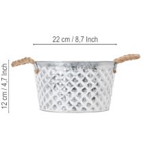 daiktų Cinko dubuo, dekoratyvinis dubuo, metalinis su virvės rankena, Ø22cm, aukštis12cm