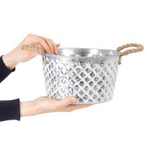 daiktų Cinko dubuo, dekoratyvinis dubuo, metalinis su virvės rankena, Ø22cm, aukštis12cm