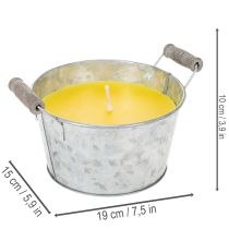 daiktų Lauko žvakė „Citronella“ kibirėlyje: atmosferinis apšvietimas ir vabzdžių atbaidymas, 15 cm