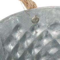 daiktų Ovalus cinko dubuo su virvės rankenomis, 27 cm x 17,5 cm, aukštis 12 cm