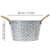 daiktų Apvalus cinko dubuo su virvinėmis rankenomis Ø28cm, aukštis16cm