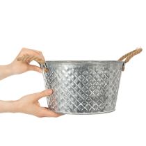 daiktų Apvalus cinko dubuo su virvinėmis rankenomis Ø28cm, aukštis16cm