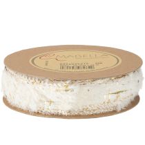 daiktų Juostelė su kailiu, dekoratyvinė, kreminės aukso spalvos, dirbtinio kailio, 25 mm, 15 m