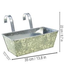 daiktų Gėlių dėžutė su laikikliu, balkonui, metalinė, 35x15cm, aukštis 13cm