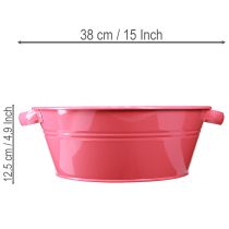 daiktų Rožinis metalinis gėlių dubuo su rankenomis, apvalus, Ø33,5 cm