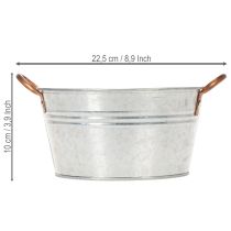 daiktų Apvalus gėlių dubuo su rankenomis, metalinis dubuo Ø17,5 cm, aukštis 9 cm