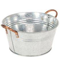 daiktų Apvalus gėlių dubuo su rankenomis, metalinis dubuo Ø17,5 cm, aukštis 9 cm