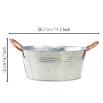 daiktų Apvalus gėlių dubuo su rankenomis, metalinis dubuo, Ø21cm, aukštis9.5cm