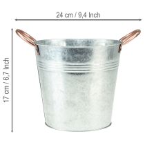 daiktų Metalinis gėlių vazonas su rankenomis, dekoratyvinis kibiras, Ø16cm, aukštis15cm