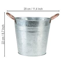 daiktų Metalinis gėlių vazonas su rankenomis, dekoratyvinis kibiras, Ø21cm, aukštis19.5cm