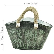 daiktų Gėlių vazonas su rankenomis, krepšys, metalas, džiutas, 19 × 13,5 × 13,5 cm
