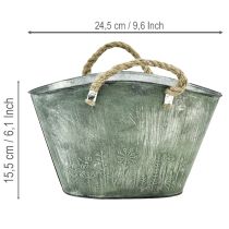 daiktų Gėlių vazonas su rankenomis, krepšys, metalas, džiutas, 24,5 × 17 × 15,5 cm